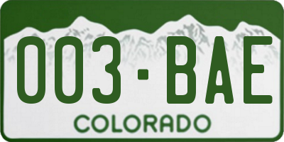 CO license plate 003BAE
