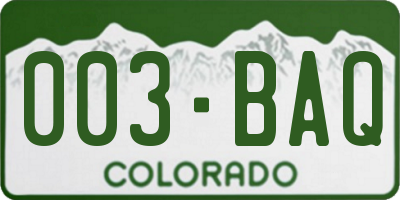 CO license plate 003BAQ
