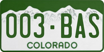CO license plate 003BAS