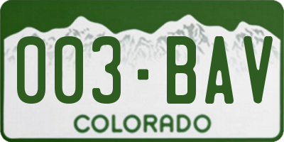 CO license plate 003BAV
