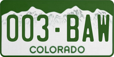 CO license plate 003BAW