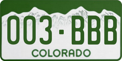 CO license plate 003BBB