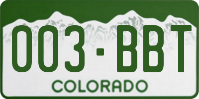 CO license plate 003BBT
