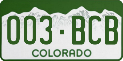 CO license plate 003BCB