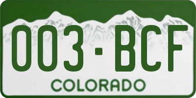 CO license plate 003BCF