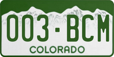 CO license plate 003BCM