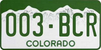 CO license plate 003BCR