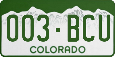 CO license plate 003BCU