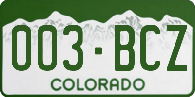 CO license plate 003BCZ