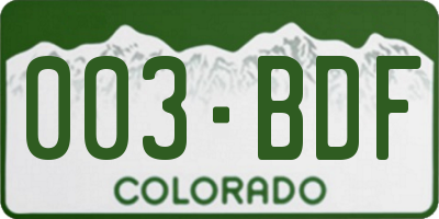 CO license plate 003BDF