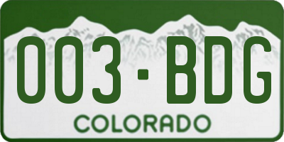 CO license plate 003BDG
