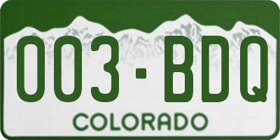 CO license plate 003BDQ