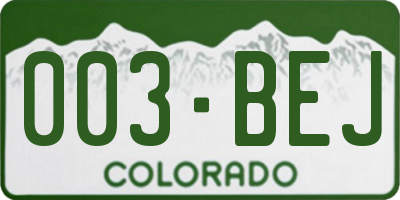 CO license plate 003BEJ