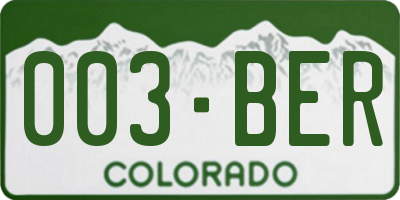 CO license plate 003BER