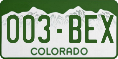 CO license plate 003BEX