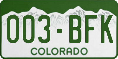 CO license plate 003BFK
