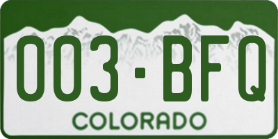 CO license plate 003BFQ