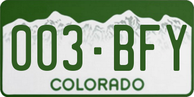 CO license plate 003BFY
