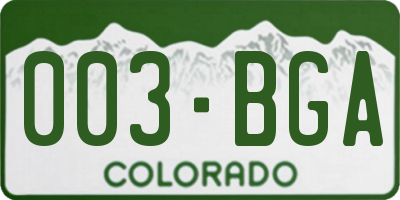 CO license plate 003BGA