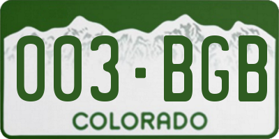 CO license plate 003BGB