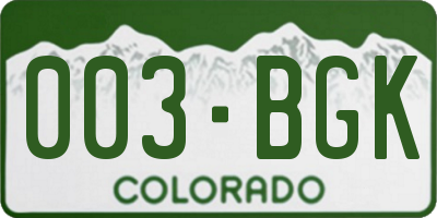 CO license plate 003BGK