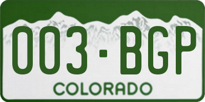 CO license plate 003BGP