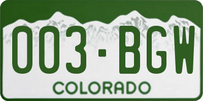 CO license plate 003BGW