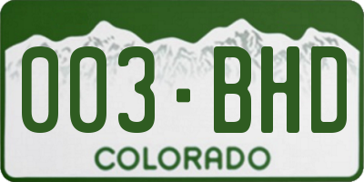 CO license plate 003BHD