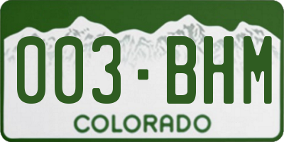 CO license plate 003BHM