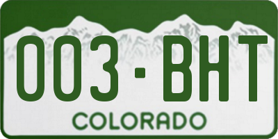 CO license plate 003BHT