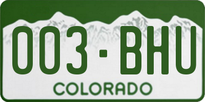 CO license plate 003BHU