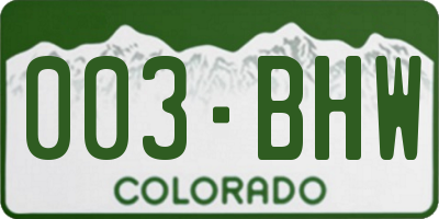 CO license plate 003BHW