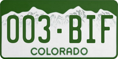 CO license plate 003BIF