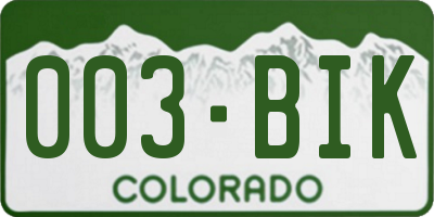 CO license plate 003BIK
