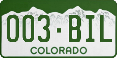 CO license plate 003BIL