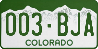 CO license plate 003BJA