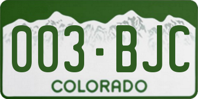 CO license plate 003BJC