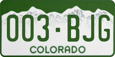 CO license plate 003BJG
