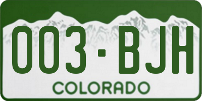 CO license plate 003BJH