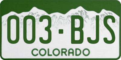CO license plate 003BJS