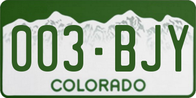 CO license plate 003BJY
