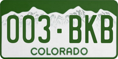 CO license plate 003BKB