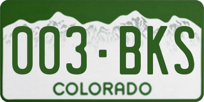 CO license plate 003BKS
