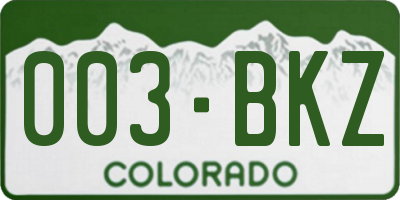 CO license plate 003BKZ