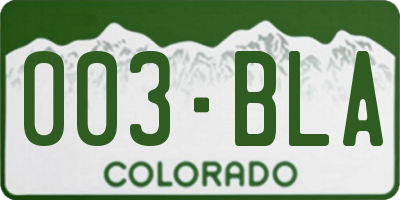 CO license plate 003BLA