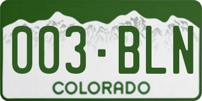 CO license plate 003BLN