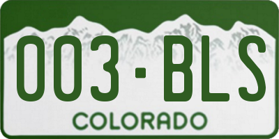 CO license plate 003BLS