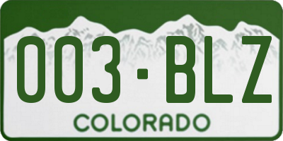 CO license plate 003BLZ