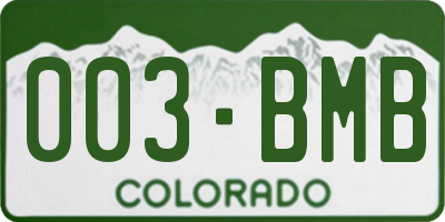 CO license plate 003BMB