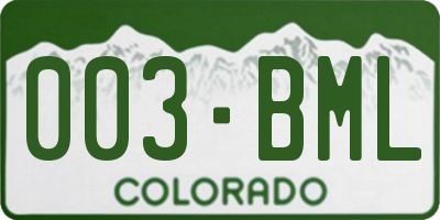CO license plate 003BML